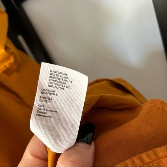 [2] NWT COS Golden Mustard Yellow Lightweight A-line Shift Dress 100% Cotton - Picture 12 of 13